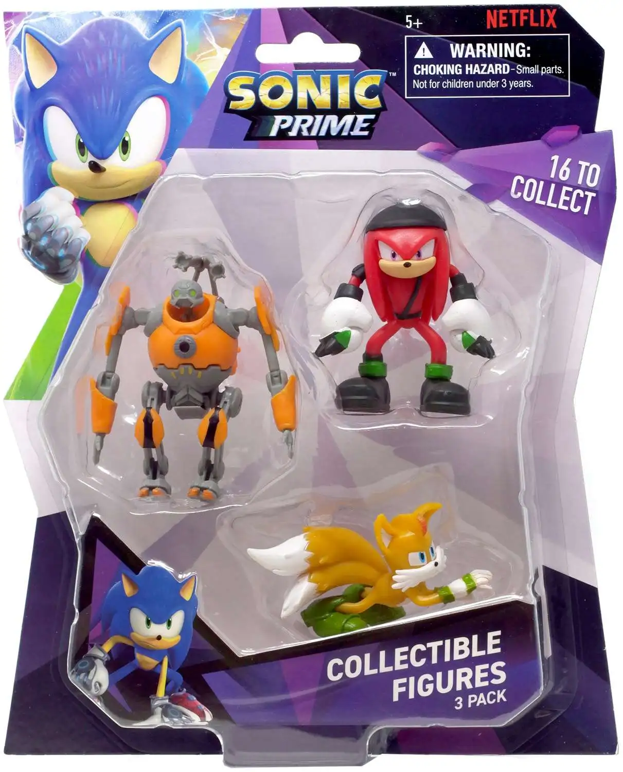 Sonic The Hedgehog Prime Knuckles, Tails & Eggforcer 2-Inch Mini Figure 3-Pack
