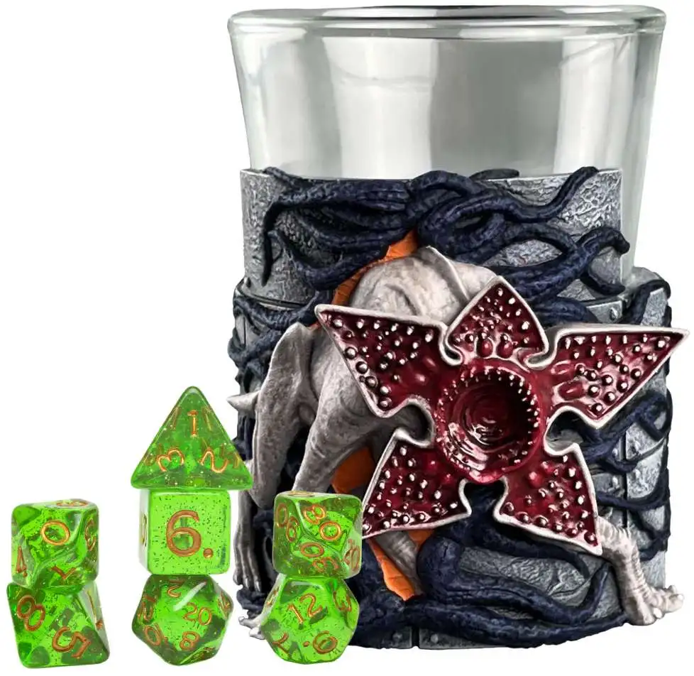 Stranger Things Mini Dice Cups Demodog & Dart Mini Dice Cup & Mini Polyhedral Dice Set