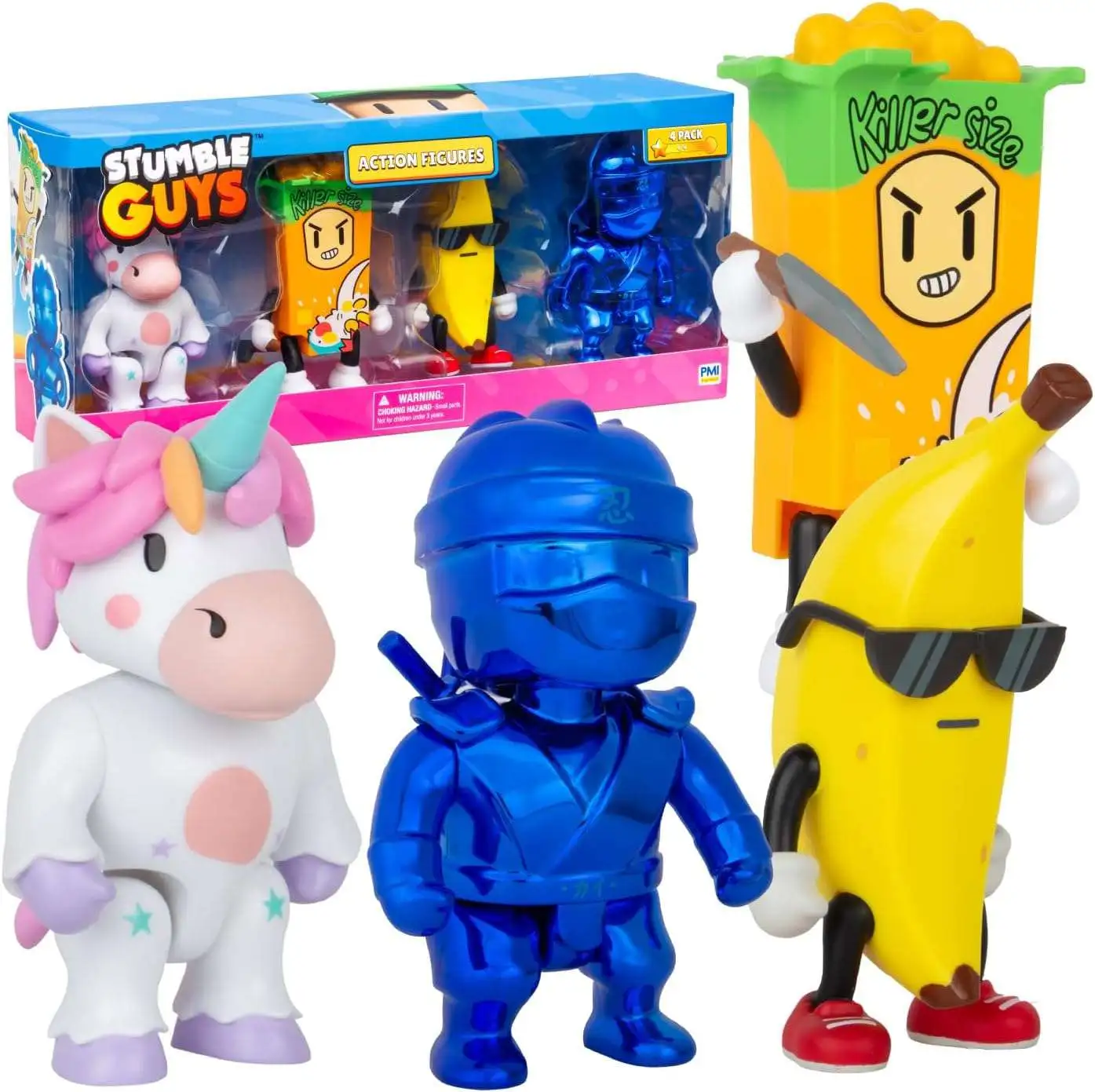 Stumble Guys Sprinkles, Cereal Killer, Banana Guy & Dymamitron Action Figure 4-Pack