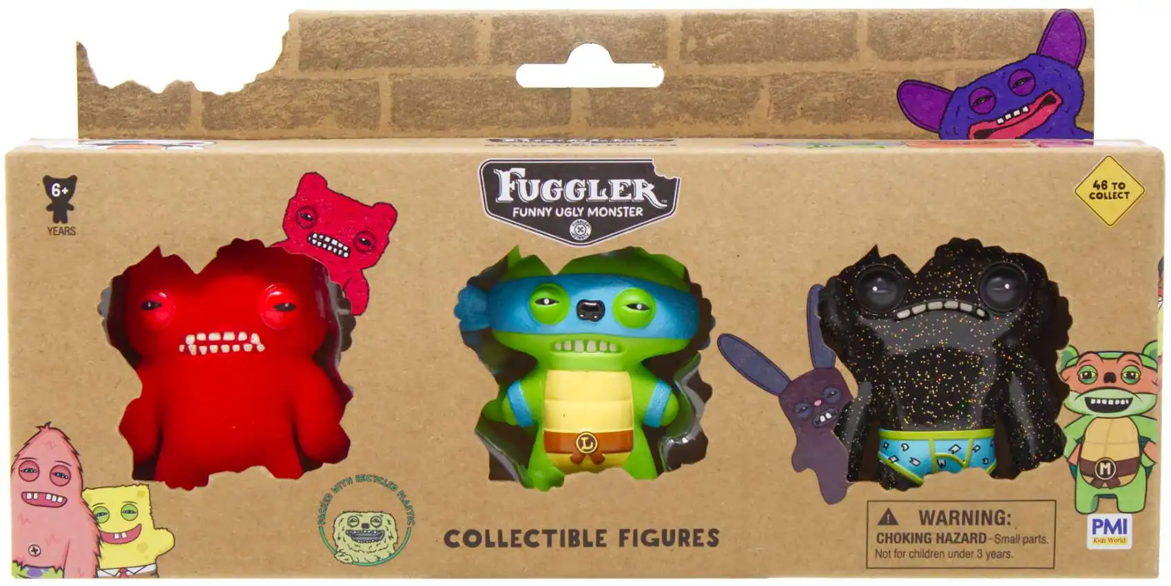 Fuggler Munch Munch, Leonardo & Wide Eyed Weirdo 2.5-Inch Mini Figure 3-Pack