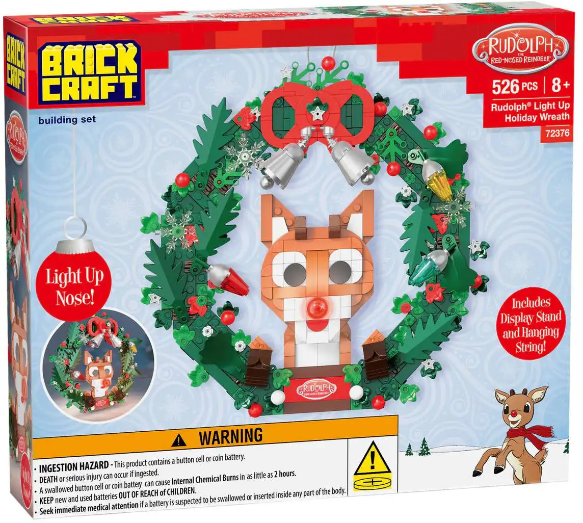 Brick Rudolph Rudolph the Red-Nosed Reindeer Rudolph Light Up Holiday Wreath Brick ...