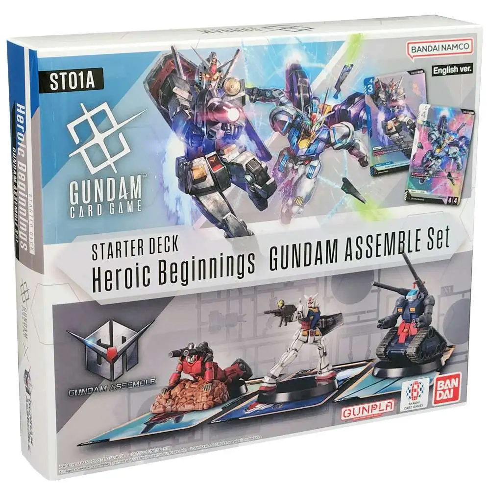 Gundam Trading Card Game Assemble Heroic Beginnings Starter Deck ST01A [Blue & White + 3 Gunpla Miniatures]