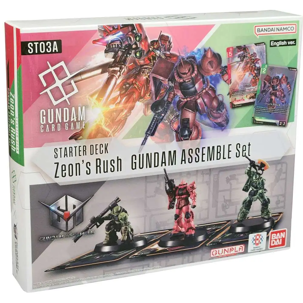 Gundam Trading Card Game Assemble Zeon's Rush Starter Deck ST03A [Red & Green + 3 Gunpla Miniatures]