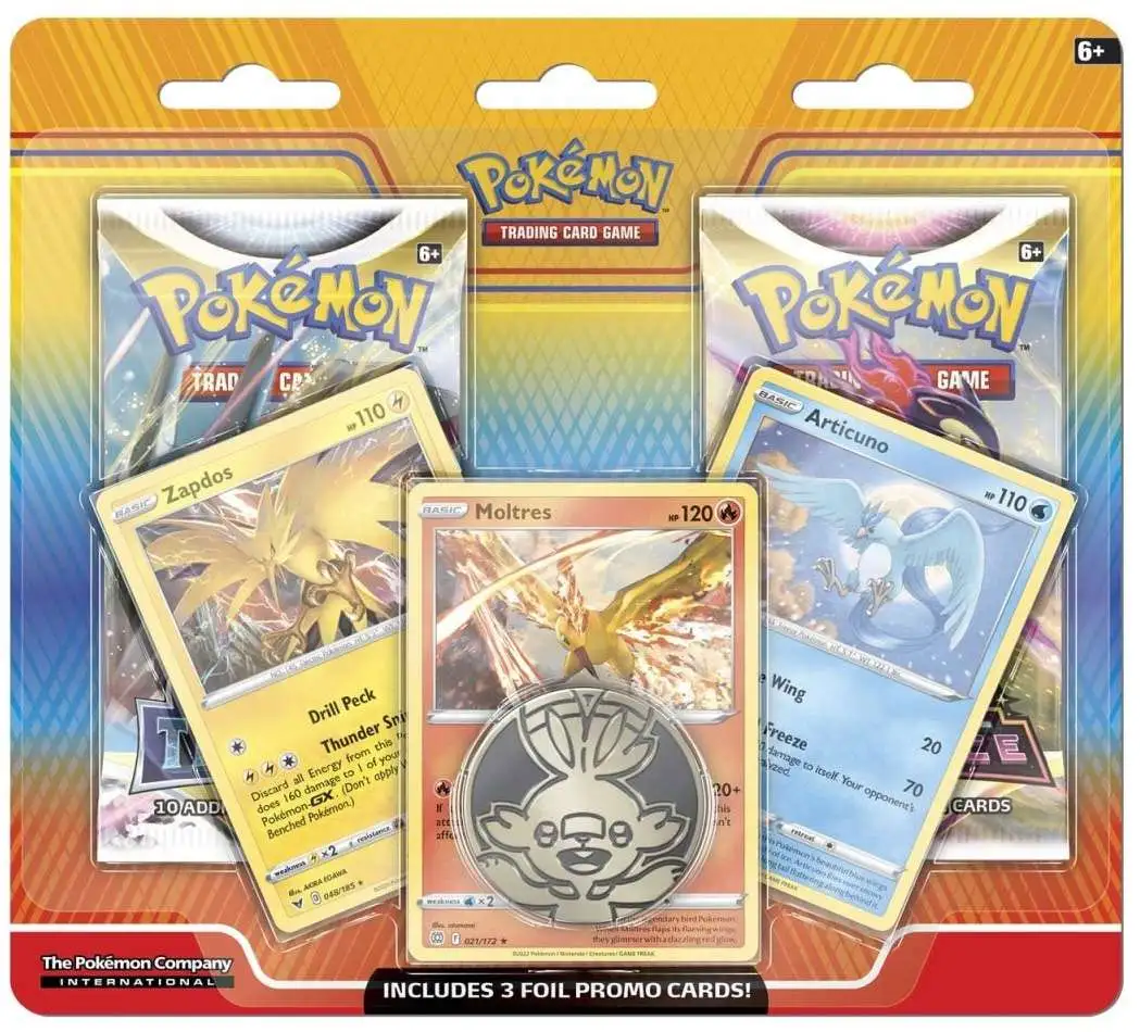Pokémon TCG: Articuno, Zapdos & Moltres Cards with 2 Booster Packs & Coin