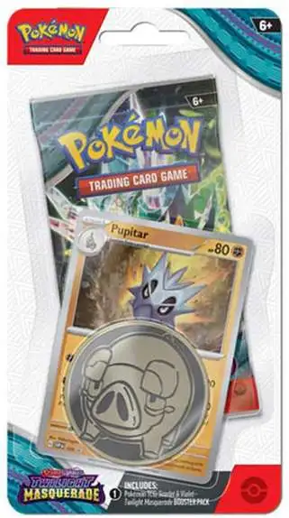 Pokemon Scarlet & Violet Surging Sparks Pupitar Checklane BLISTER Pack [Booster Pack, 3 Promo Cards & Large Coin]