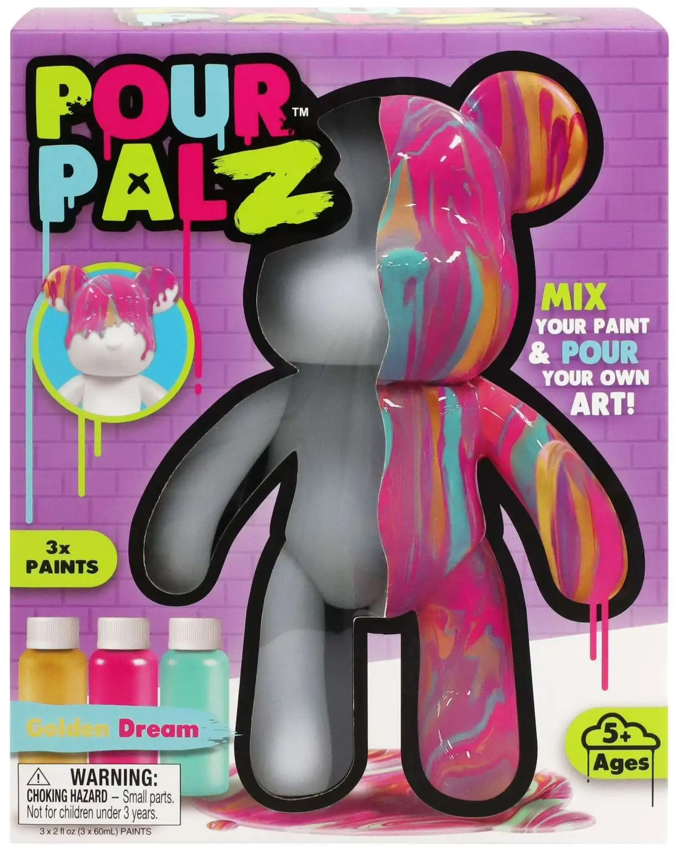 Pour Palz Bear Golden Dream Craft Kit [DIY Paint & Pour ]