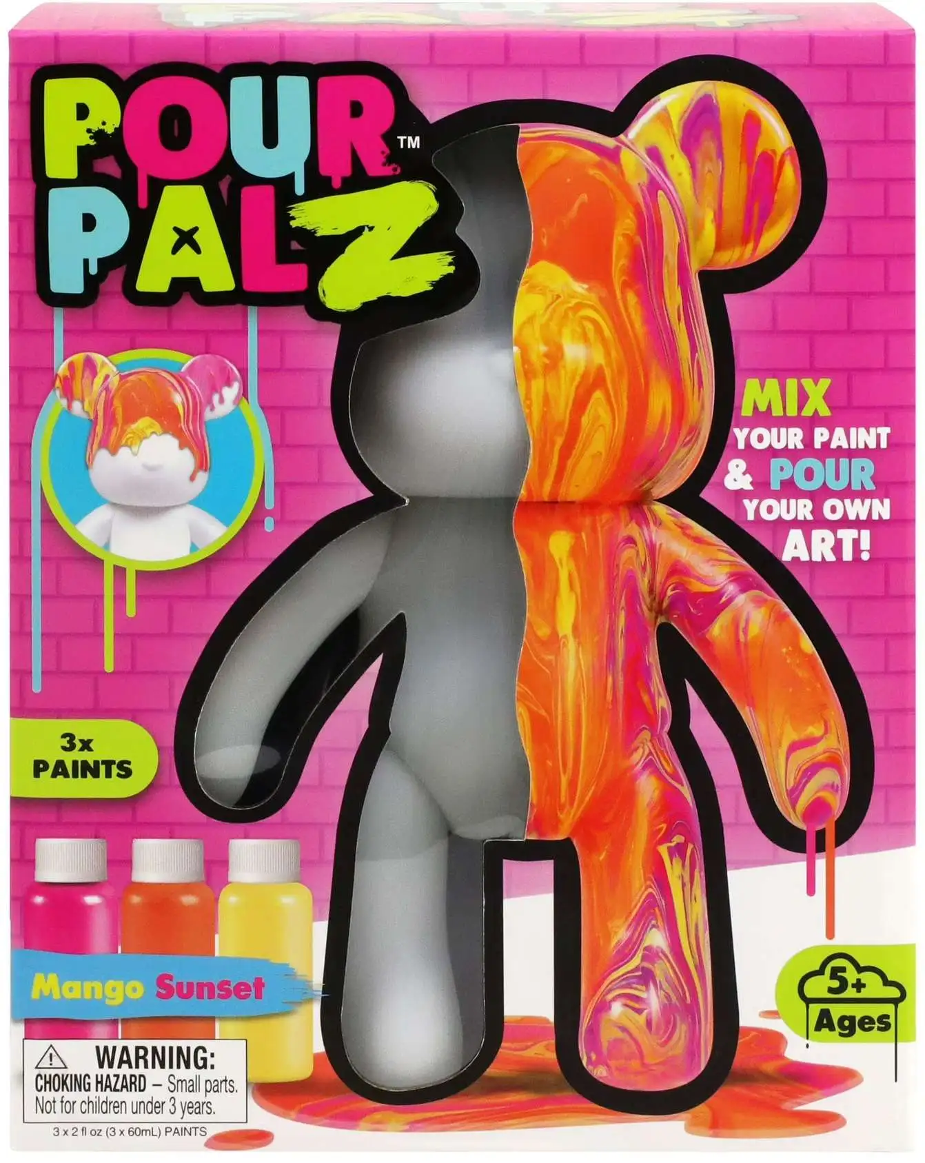 Pour Palz Bear Mango Sunset Craft Kit [DIY Paint & Pour ]