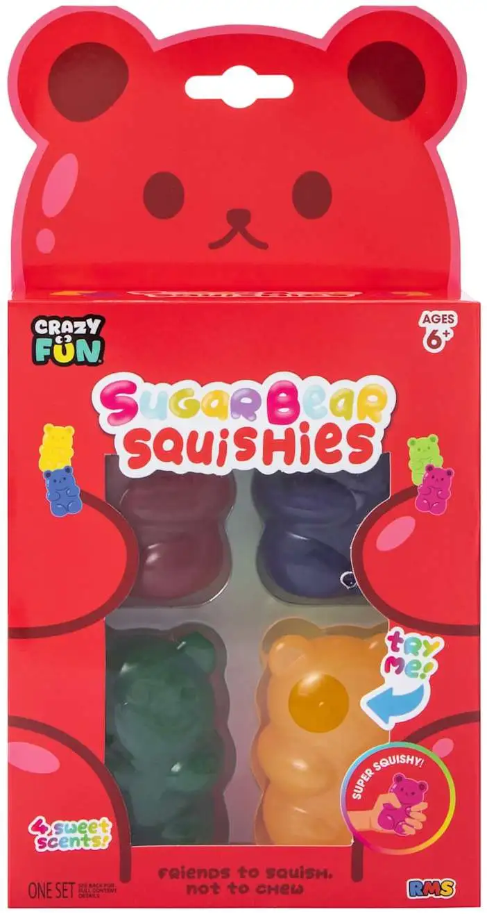 Crazy Fun Sugar Bear Squishies Squeeze Toy 4-Pack