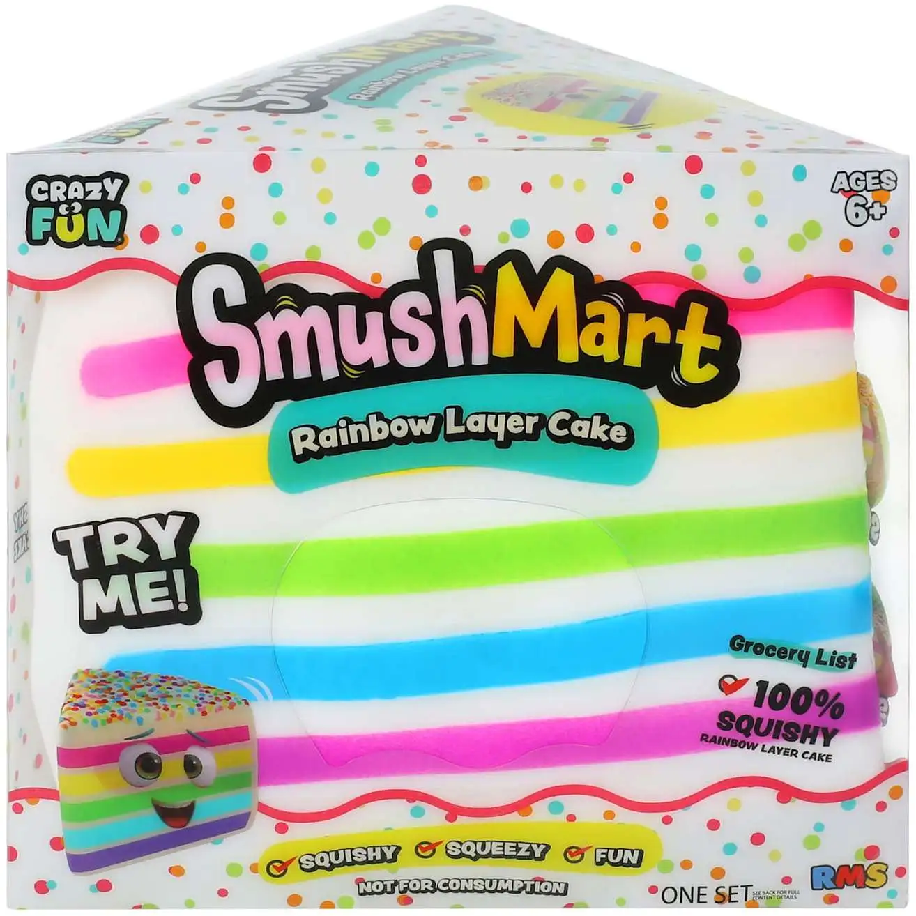Smush Mart Crazy Fun Rainbow Layer Cake Squeeze Toy