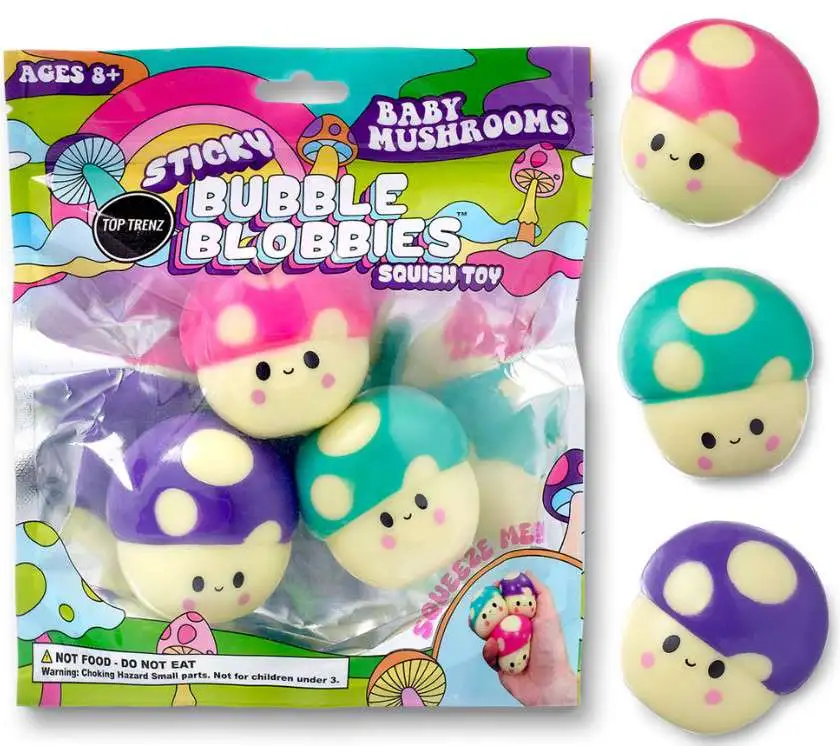 Sticky Bubble Blobbies Baby Mushrooms Squish Toy 3-Pack [Squeeze Me!]