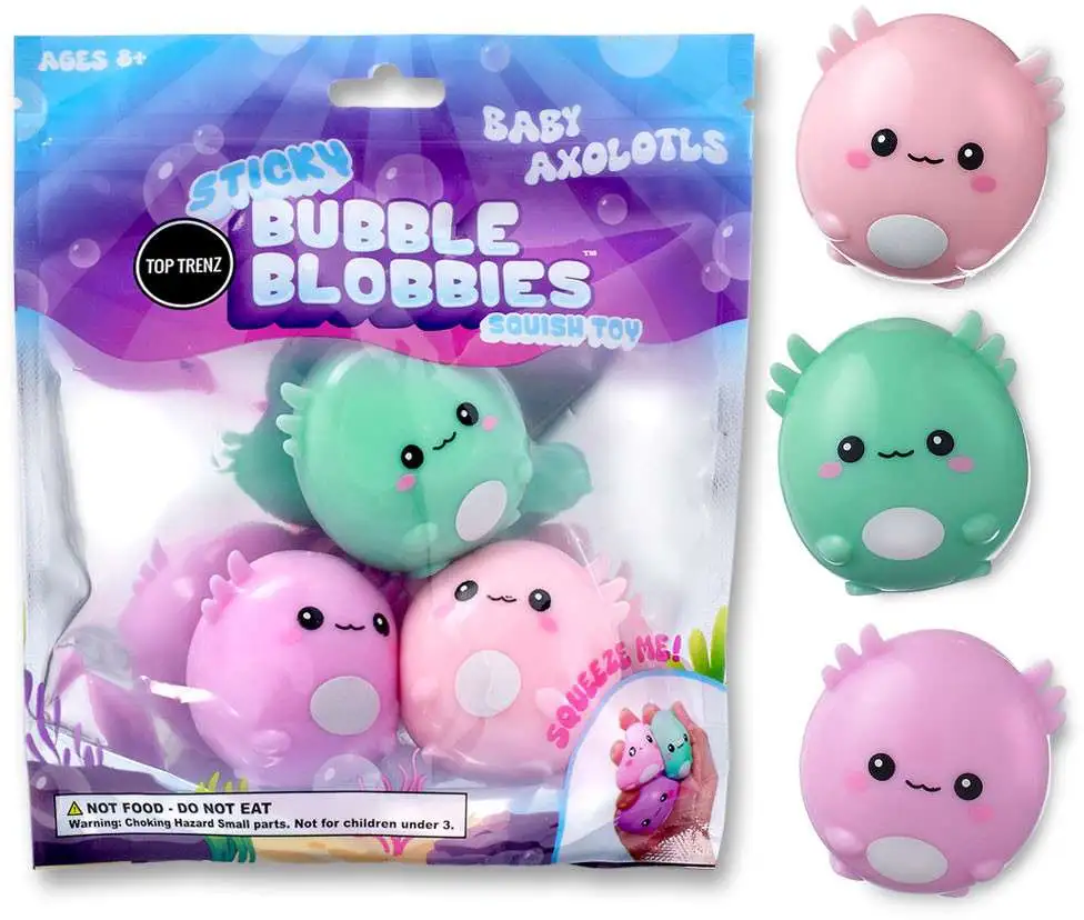 Sticky Bubble Blobbies Baby Axolotls Squish Toy 3-Pack [Squeeze Me!]