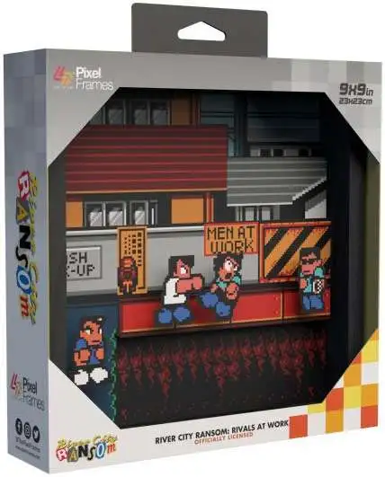 River City Ransom Pixel Frames Rivals at Work Shadow Box Art [9"x9"] (Pre-Order ships January)