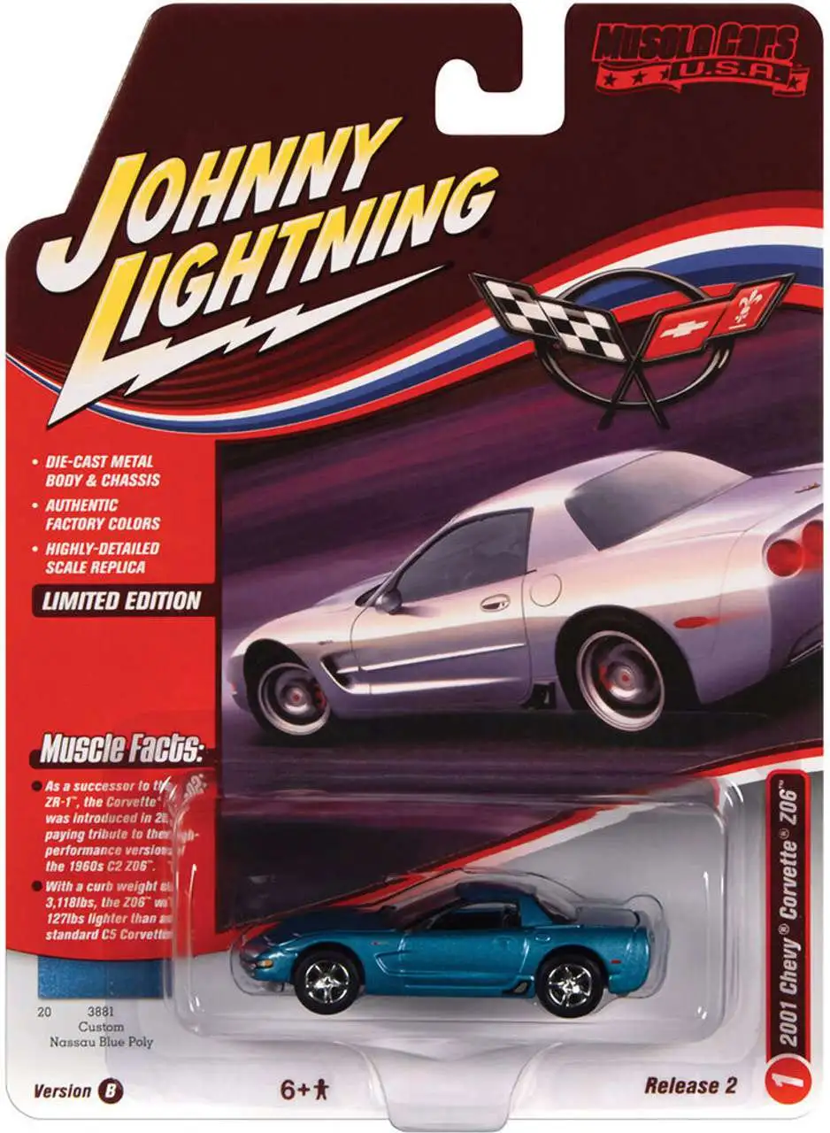 Johnny Lightning Muscle Cars USA 2001 Chevy Corvette Z06 Diecast Car #1 [Version B]