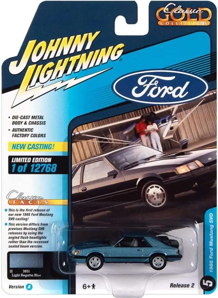 Johnny Lightning Classic Gold Collection 1986 Ford Mustang SVO Diecast Car #5 [Version A]