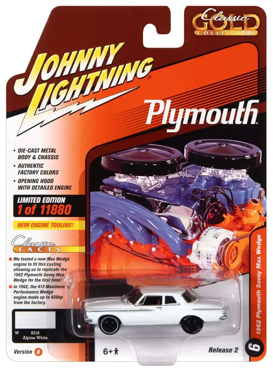 Johnny Lightning Classic Gold Collection 1962 Plymouth Savoy Max Wedge Diecast Car #6 [Version B]