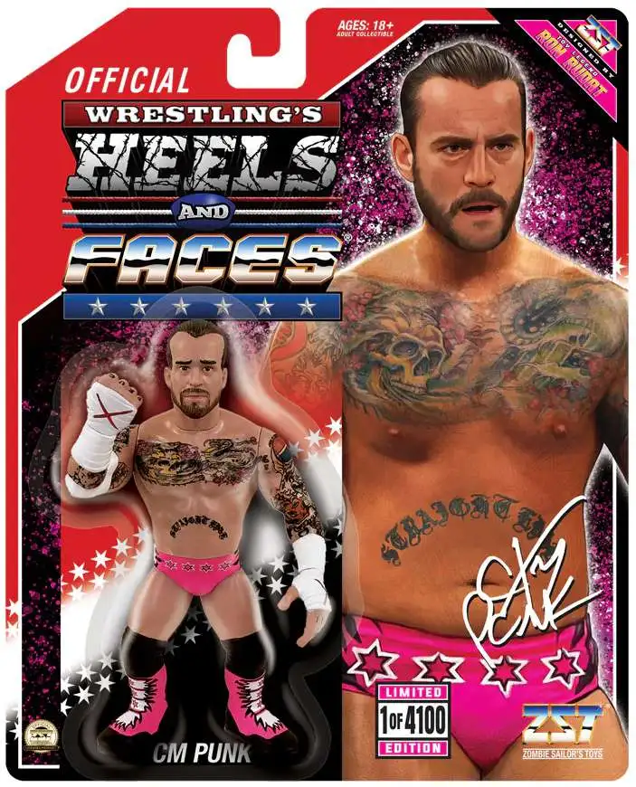 Wrestlings Heels Faces CM Punk 4.5 Action Figure Pink Gear Zombie