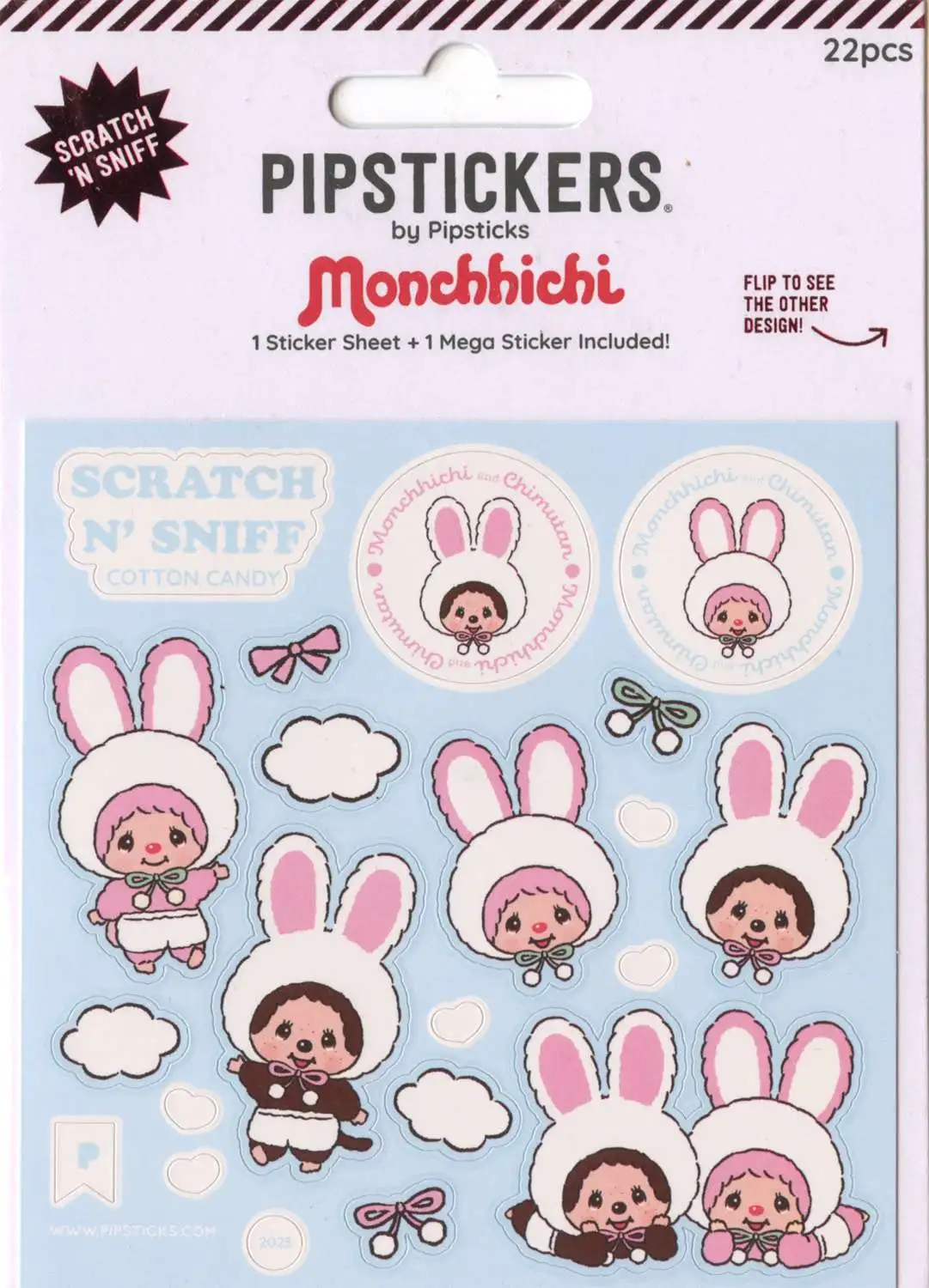 Monchhichi Pipstickers Bunny Scratch N Sniff Sticker Set Cotton