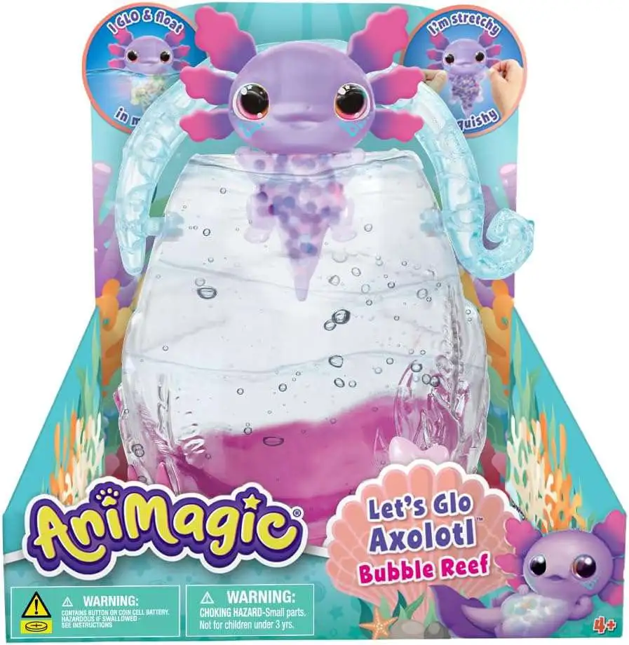 Animagic Let's Glo Axolotl Bubble Reef Figure [Floats & Glow's in Water!]