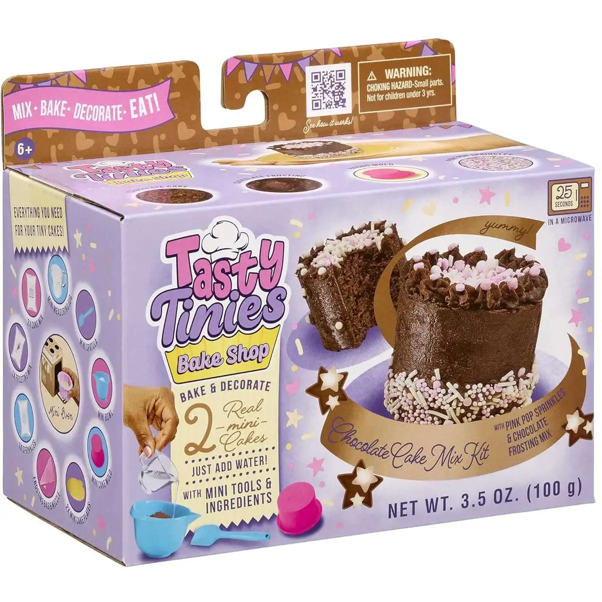 Tasty Tinies Bake Shop Chocolate Cake Mix Kit Food Activity Set [Pink Pop Sprinkles]