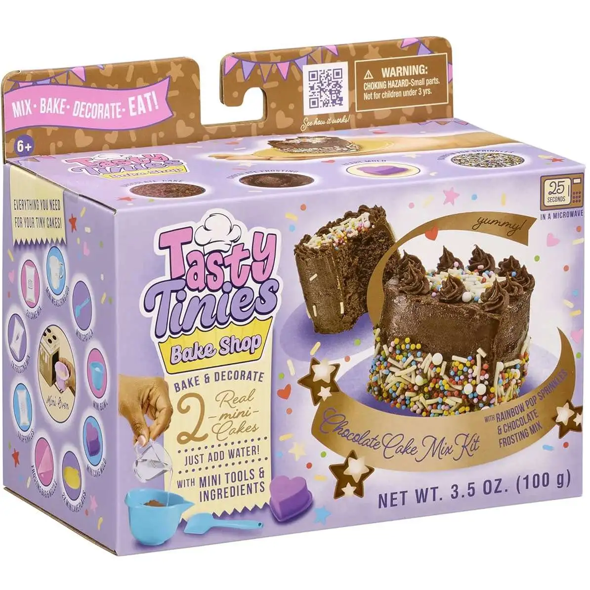 Tasty Tinies Bake Shop Chocolate Cake Mix Kit Food Activity Set [Rainbow Pop Sprinkles]