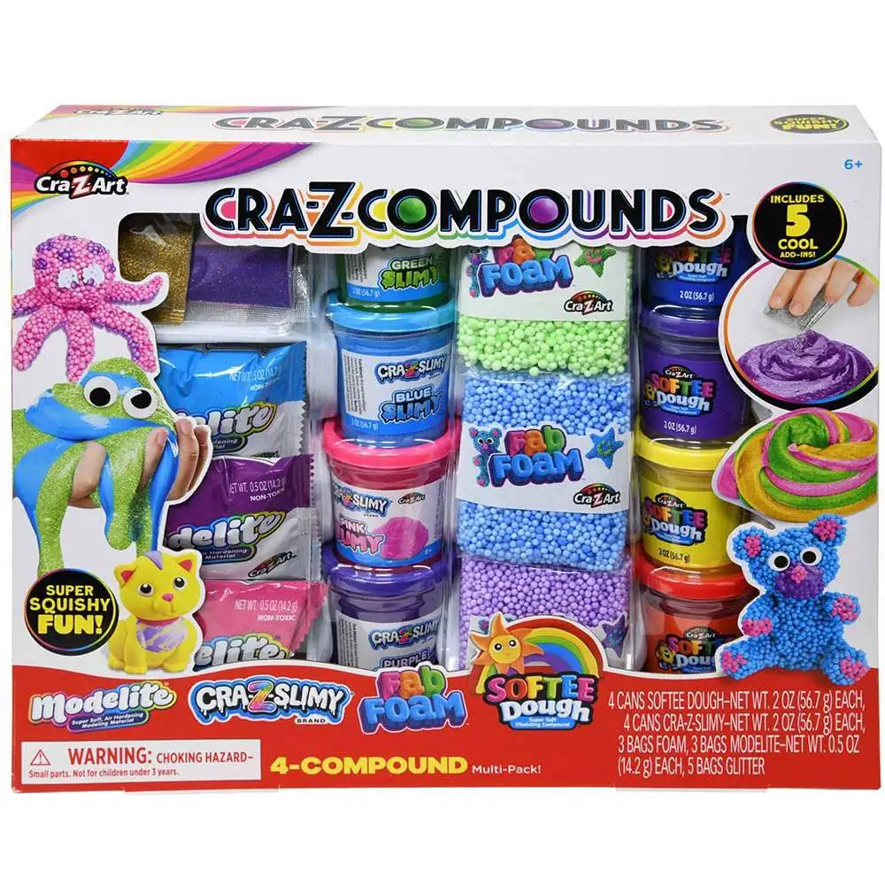 Cra-Z-Compounds Modelite, Cra-Z-Slimy, Fab Foam Softee Dough