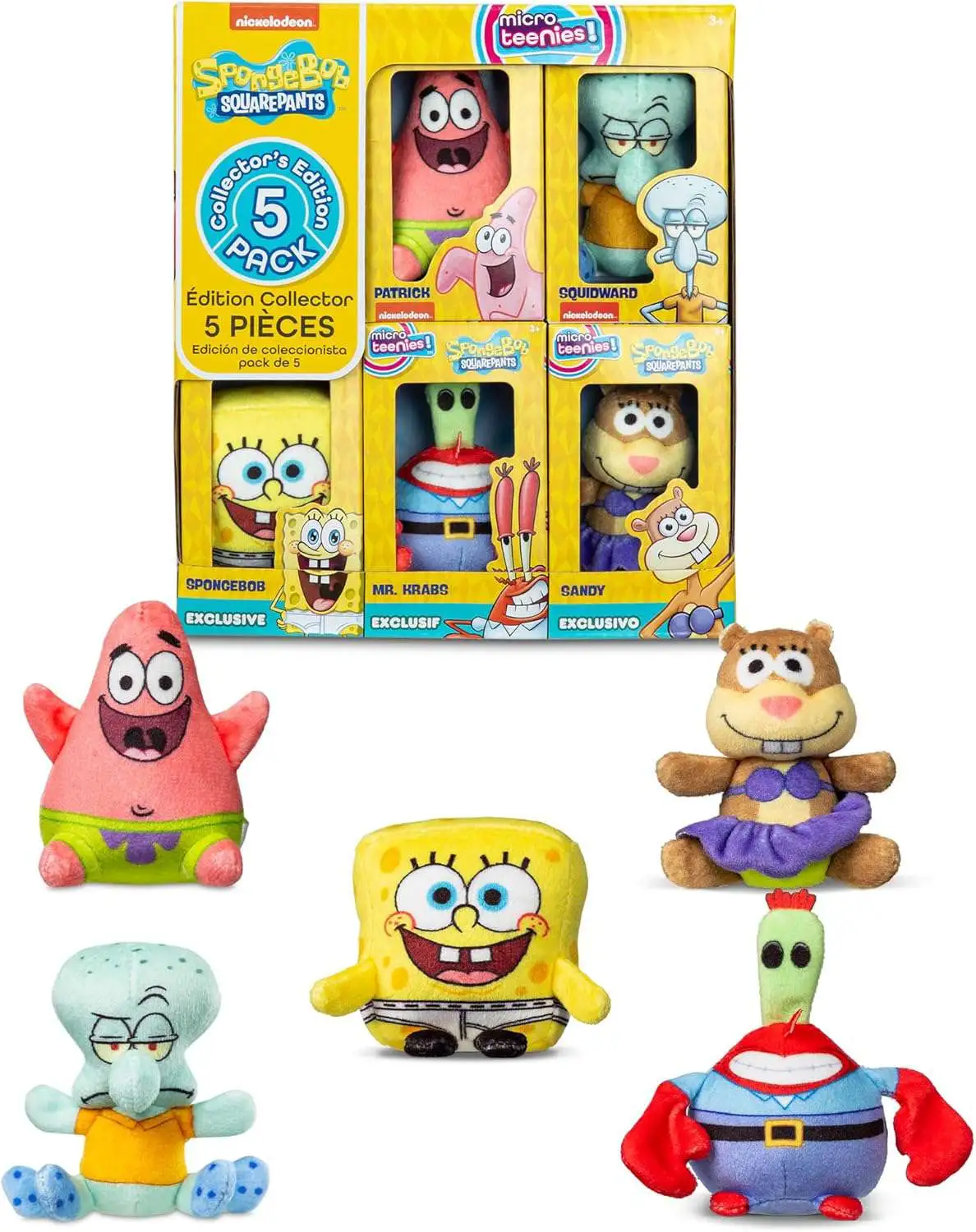 Spongebob Squarepants Micro Teenies! Patrick, Squidward, Spongebob, Mr.  Krabs \u0026 Sandy 2-Inch Mini Plush 5-Pack Set, image size:1188x1500
