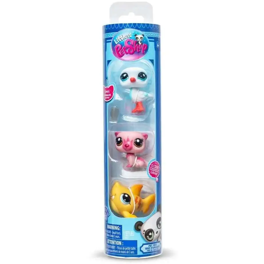 Littlest Pet Shop 2024 Generation 7 Series 1 Pet Trio Island Vibes Mini Figure 3-Pack [Otter, Seagul & Shark, Virtual Code!]