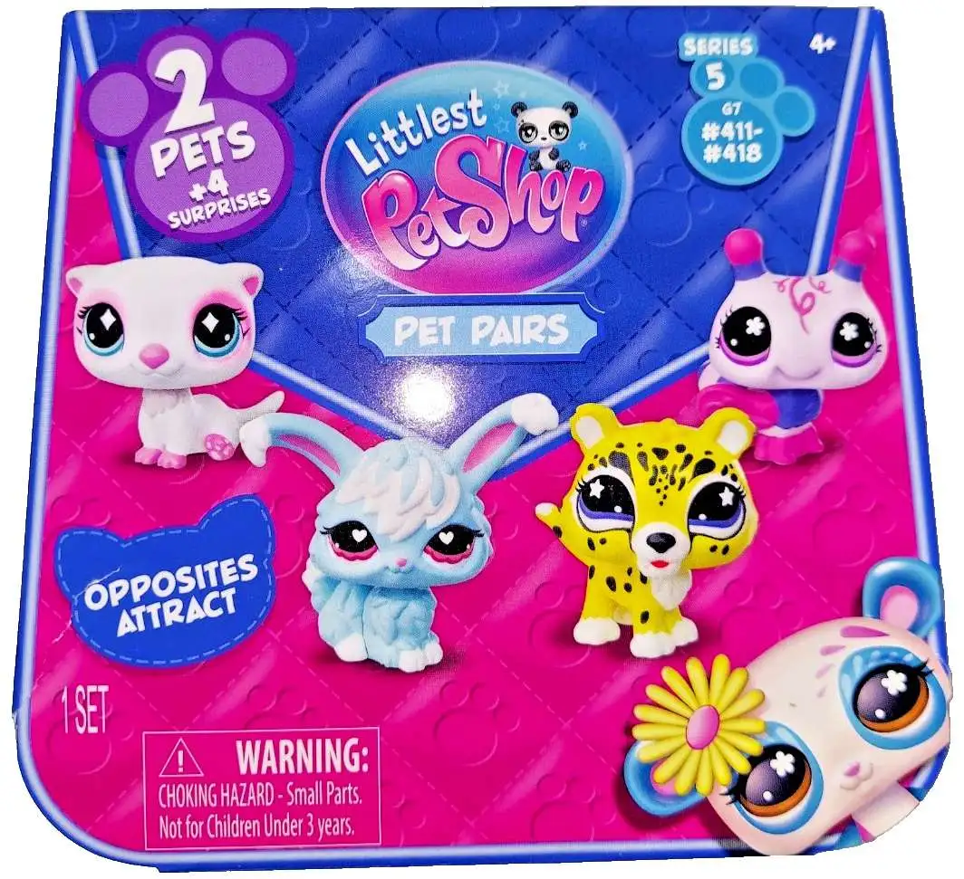 Littlest Pet Shop 2025 Generation 7 Pet Pairs Series 5 Opposites Attract Mystery Pack [2 RANDOM Pets & 4 Surprises, with Virtual Code]