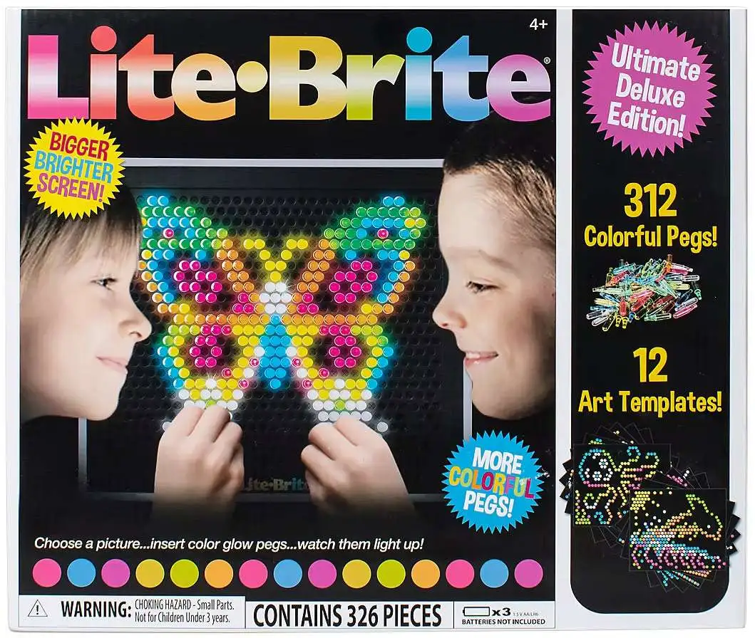 Lite Brite Ultimate Deluxe Edition Exclusive Set 312 Colorful Pegs 12 ...