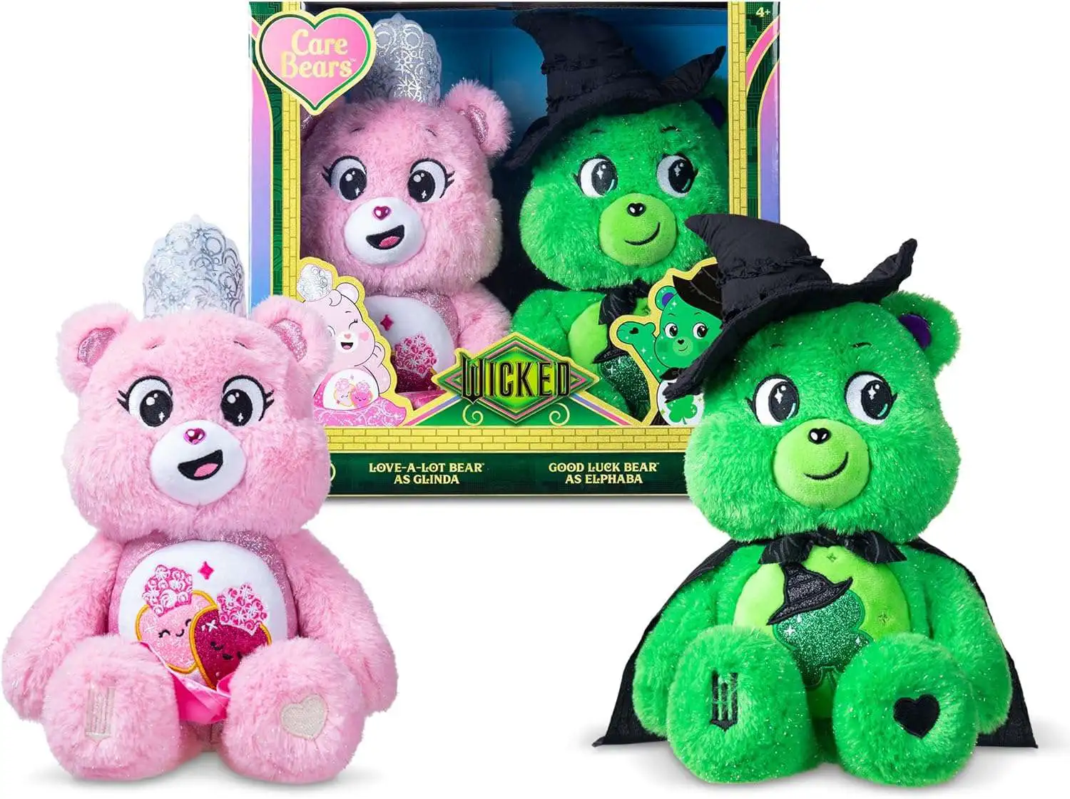 Care Bears Wicked Love-a-Lot Bear as Glinda & Good luck Bear as Elphaba 10-Inch Plush Figure 2-Pack