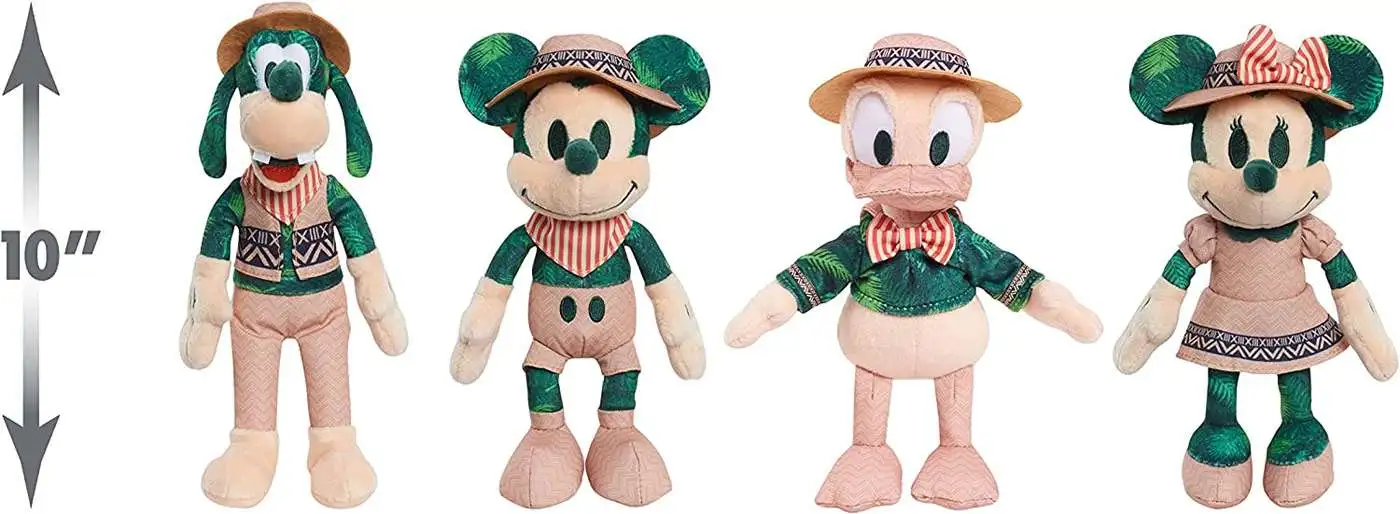 Jungle Cruise Walt Disney World 50th Anniversary Series Mickey Mouse,  Minnie Mouse, Donald Duck & Goofy Exclusive Plush