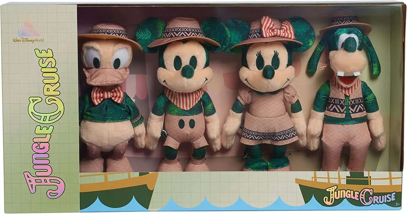 Jungle Cruise Walt Disney World 50th Anniversary Series Mickey Mouse,  Minnie Mouse, Donald Duck & Goofy Exclusive Plush