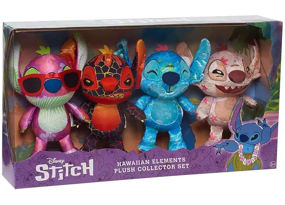 Disney Stitch Hawaiian Elements Exclusive Plush Collector Set 4-Pack