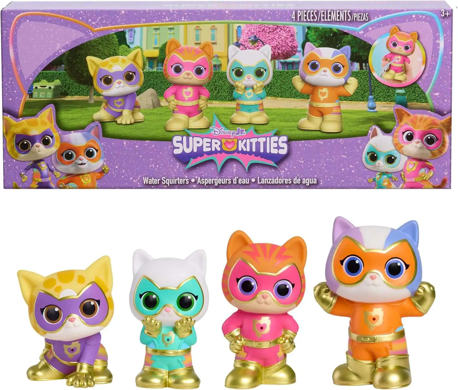 Disney Junior SuperKitties Bitsy, Ginny, Buddy & Sparks. Water Squirter 4-Pack