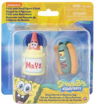 Spongebob Squarepants F.U.N. with Food Mayo Patrick & Plankton Dog 1.5-Inch Mini Figure 2-Pack