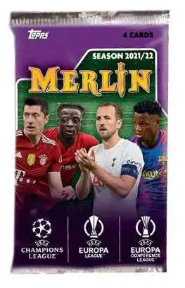 UEFA Champions League Topps 2021-22 Merlin Collection Soccer Trading Card BLASTER Pack [4 Cards]