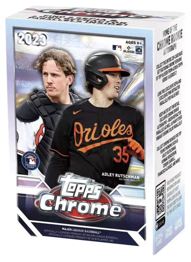 MLB Topps 2023 Chrome Baseball Trading Card BLASTER Box [7 Packs, Sepia & Pink Refractor Parallels]