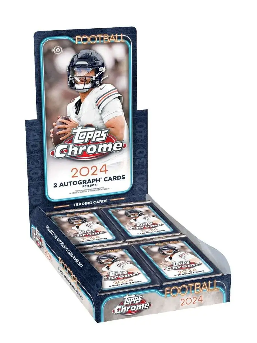 NFL Topps 2024 Chrome Football Trading Card HOBBY Box [7 Packs, 1 Prism Refractor and 10 Exclusive Refractors]