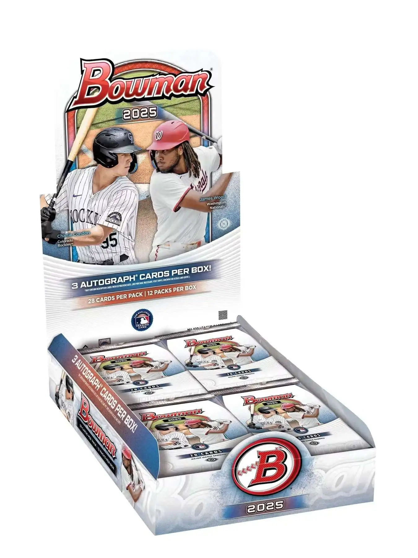 MLB Topps 2025 Bowman Baseball Trading Card HOBBY JUMBO Box [12 Packs, 3 Autographs]