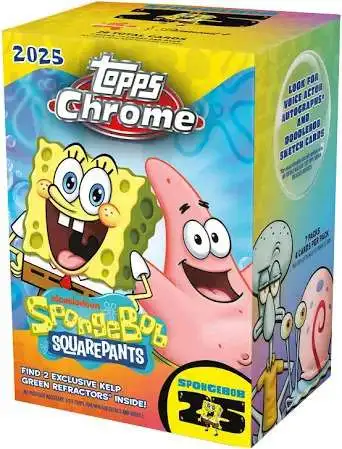 Spongebob Squarepants Topps 2025 Chrome 25th Anniversary Trading Card Value Box [7 Packs]