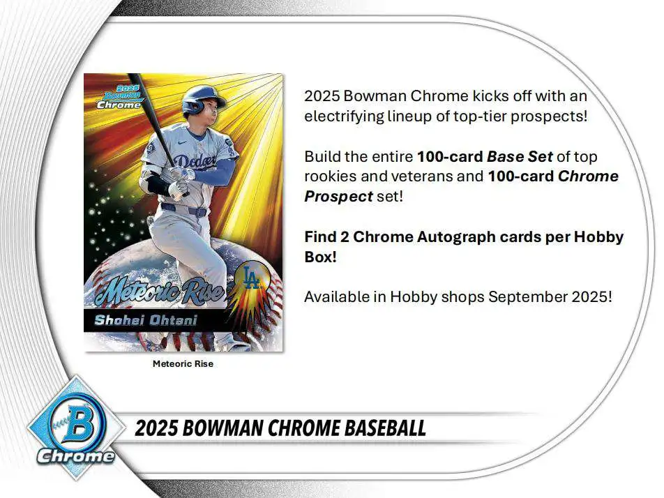 MLB Topps 2025 Bowman Chrome Baseball Trading Card HOBBY Pack [10 Cards]