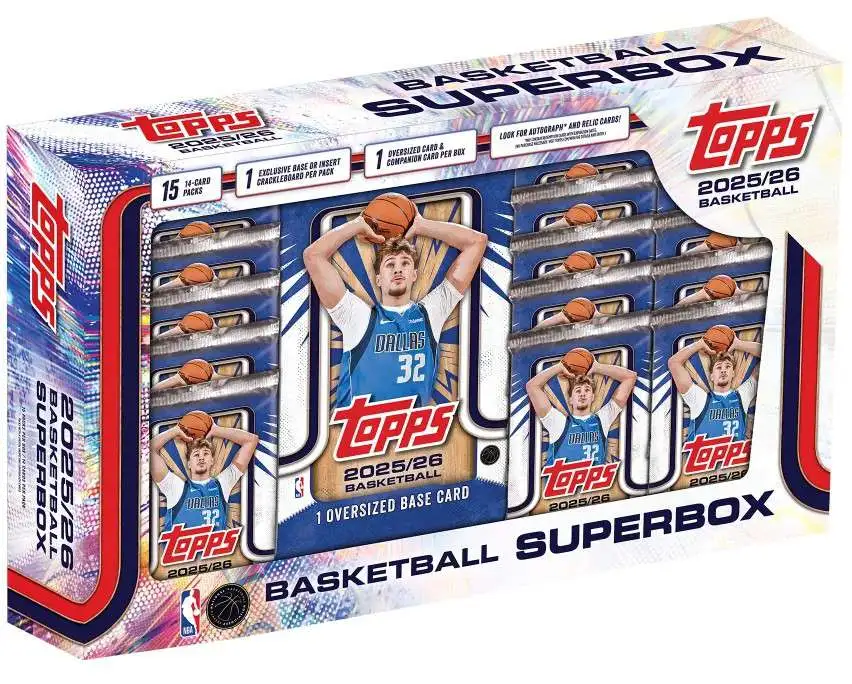 NBA Topps 2025-26 Basketball Exclusive Trading Card SUPER Box [15 Packs + 1 Oversized & Companion Card]