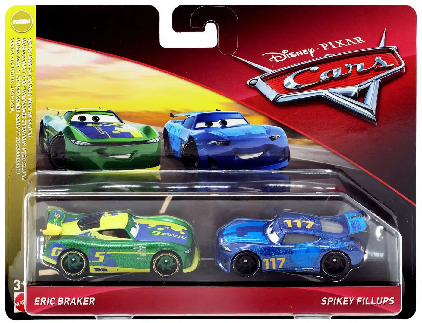 Disney / Pixar Cars Cars 3 "Next-Gen" Piston Cup Racers Eric Braker & Spikey Fillups Diecast 2-Pack