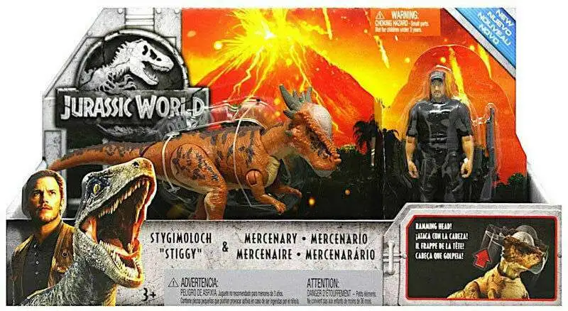 Mattel Jurassic World Stygimoloch Stiggy & Mercenary Ramming Head Figure 61w for sale online 