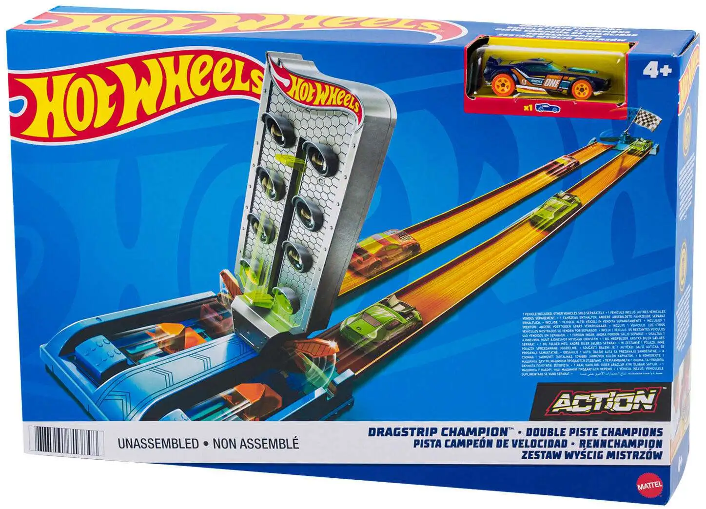 Pista corrida campeonato Dragstrip Champ carro Hot Wheels