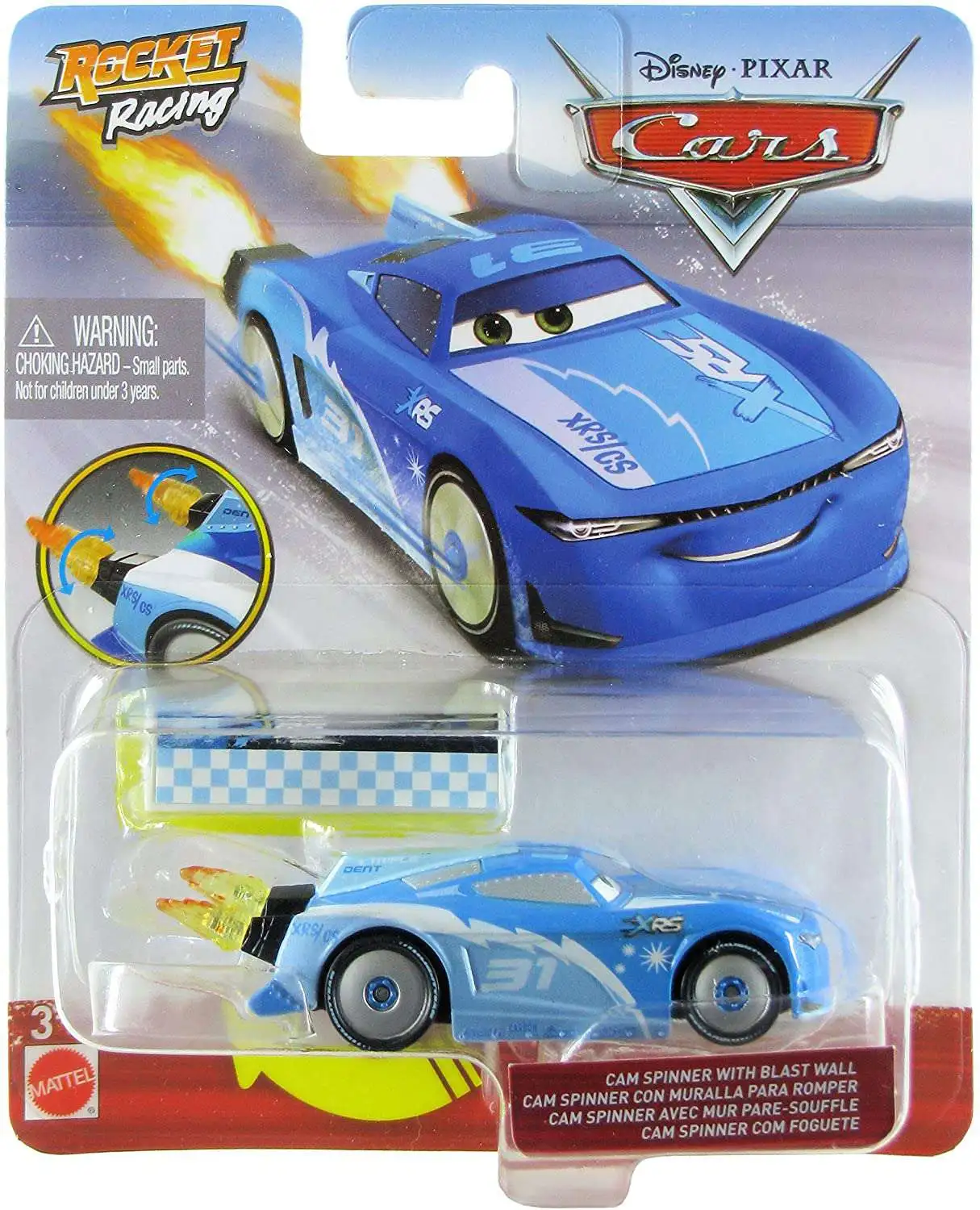 Disney and Pixar Cars XRS Rocket Racing Lightning McQueen with Spinning  Flames 