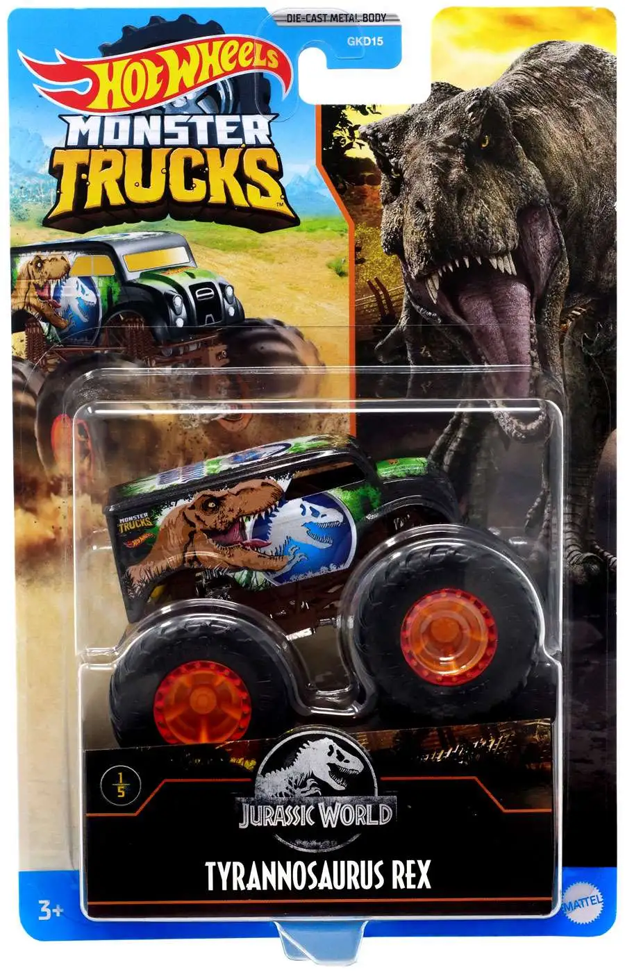 Hot Wheels Monster Trucks Jurassic World T-Rex 1:24 Scale Die-Cast Toy  Vehicles For Kids 3 Years and Up