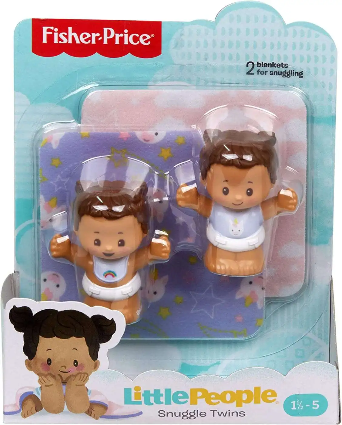 Fisher Price Little People Snuggle Twins Figure 2-Pack [Brunette, Girls]