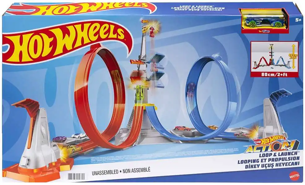 Hot Wheels Speed Snap Stunt Tracks Loop & Launch Exclusive Diecast Car Track Set