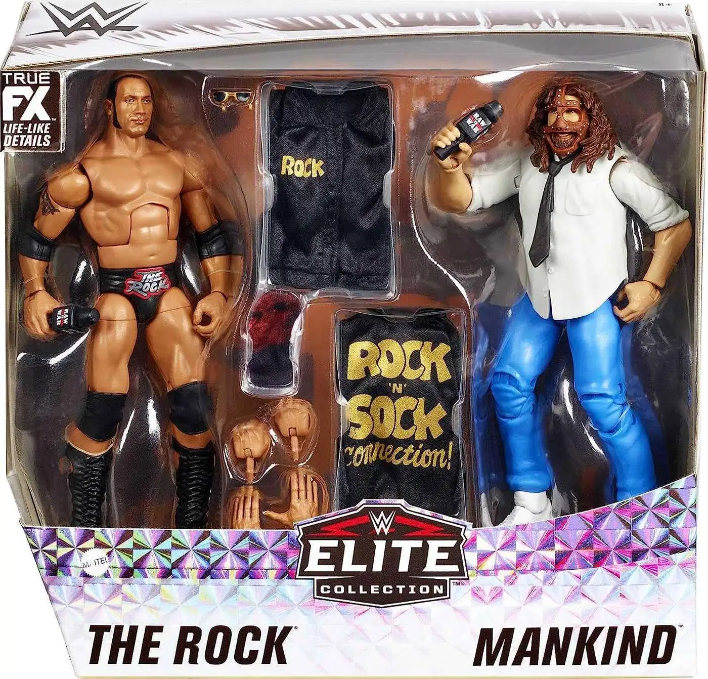 WWE Wrestling Elite Collection The Rock & Mankind Action Figure 2-Pack [Rock & Sock Connection]